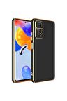 Xiaomi Redmi Note 12 Pro 4G Kılıf Kenarları Gold Kamera Korumalı Renkli Pastel Silikon Siyah