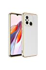 Xiaomi Redmi 12C Kılıf Kenarları Gold Kamera Korumalı Renkli Pastel Silikon Beyaz