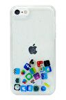 Apple iPhone 8 Kılıf Simli Sulu ios ikon Silikon