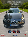Renault Fluence (2012-2016) Yeni Tasarım Amblem Kaplama Sticker - Piano Black, Siyah & Gri