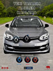 Renault Megane 3 (2014-2015) Yeni Tasarım Amblem Kaplama Sticker - Piano Black, Siyah & Gri