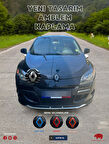 Renault Megane 3 (2008-2013) Yeni Tasarım Amblem Kaplama Sticker - Piano Black, Siyah & Gri