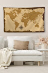 Duvar Örtüsü / Halısı Eskitme Vintage Kanvas Kumaş Dünya Haritası-3958