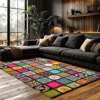 Kaymaz Taban Trend Vintage Yıkanabilir Dijital Baskı Halı