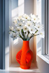 İskandinav Tarz Dekoratif Asimetrik Vazo Vegan Pla - Kırmızı