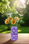 Bohem Tarz Büyük Boy Zarif İskandinav Vazo Renkli Büyük Boy 15 x 25 Cm Vegan Pla - Lila