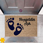 Kapı Önü Paspası Dekoratif Dijital Baskı Hoş geldin Aşk P-2510