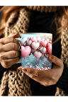 Kalp Baskılı 3D Tasarım Seramik Kupa Mug - Kupa Bardak