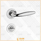 TOMBİK KOL YUVARLAK ROZETLİ NİKEL SATEN WC KAPI KOLU