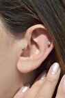 Taşlı Top Uçlu Çelik Piercing Tragus Helix Kıkırdak 6 mm Gümüş Renk