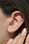 Taşlı Top Uçlu Çelik Piercing Tragus Helix Kıkırdak 8 mm Gümüş Renk