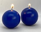 MİSSİ 2Lİ SAKS MAVİSİ TOP MUM SETİ(7 CM-8 CM)