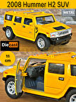 2008 Hummer H2 SUV Çek Bırak Die - Cast Kapıları Açılabilen Metal Model Araba - Sarı 11.5 cm