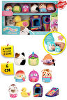 Micromallows Squishmallows Mini Peluş Oyuncak 6 Figür + 4 Aks. + 4 Giysi Figür Seti - 6 CM - MOD-2