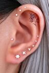 2 mm Tektaşlı 6 mm Çelik Piercing Gümüş Renkli