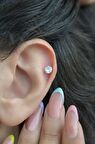 Arkası Düz Çelik Tektaş Tragus Piercing Helix Lob Kıkırdak