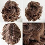 Çikolata Kahvesi Dalgalı Model Hazır Topuz Saç