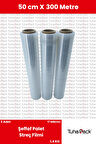 Streç Film 50cm X 300m 3 Adet, Şeffaf, 17 Mikron, 1400 Gr, Dayanıklı Eşya, Koli ve Palet Streci