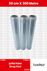 Streç Film 50cm X 300m 3 Adet, Şeffaf, 17 Mikron, 2500 Gr, Dayanıklı Eşya, Koli ve Palet Streci