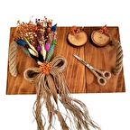 Hümatasarım Retro Rustik Ahşap Eskitme Söz Nişan Kahve Sunum Tepsisi