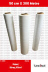 Beyaz Palet Streç Filmi 50cm X 300m - 23 Mikron, 3 Adet, Dayanıklı Eşya Ve Palet Sarma Streci
