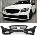 Mercedes W205 2014-2018 C63 Uyumlu Ön Tampon & Panjur Seti (Siyah Trimler)