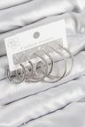 Pirinç Halka Model Gümüş Renk Kadın Set Küpe - TJ-BKP11038