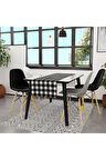 Siyah-beyaz Kare Runner 140x45cm ( Ince Keten, Uluslararası Yıkama Ve Solmama Sertifikası)