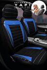 Bakü Serisi Tay Tüyü Siyah Mavi Oto Koltuk Kılıfı 5li Takım Set