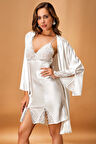 Nurteks 5325 Kadın Saten Gecelik Sabahlık Set
