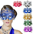 Metalize Hologramlı Balo Venedik Parti Maskesi 6 Renk 6 Adet