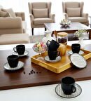 6 Kişilik Seramik 80ml Türk Kahve Fincan Seti Dijital Baskılı Bulaşık Makinasında Yıkanabilir