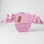 KIZ BEBEK TRİKO PONPON DETAYLI KAZAK 6-24 AY