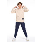 TRİLİYA-Garson Boy Kapşonlu Eşofman Takımı  5-14 Yaş, Lüks Günlük ve Okul, Cepli, Likralı Kumaş