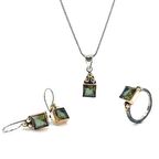 Tamamı El Üretimi Kare Zultanit Taş Gümüş Set Takım