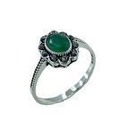 Minik Yeşil Taşlı Markazit Otantik 925 Gümüş Yüzük