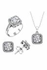 Sertifikalı Baget 3.00 Carat Swarovski  925 Gümüş Set Takım