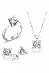 Sertifikalı Swarovski Altın Montür Tektaş 925 Gümüş Set Takım