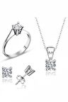 Sertifikalı Swarovski 3 mm Tektaş 925 Gümüş Set Takım