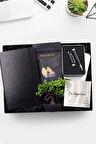 Siyah Defter & 32 gb Usb Kalem & Yapay Mini Ağaç & Patiswiss Hediye Seti