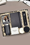 Çelik Termos & Siyah Defter & Kalem & Siyah Metal Kutulu Mum & Siyah İnstagram Çerçeve Hediye Seti