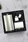 Çelik Cep Matarası & Metal Gümüş Renk Tabaka & Zippo Tarzı Çakmak Hediye Seti