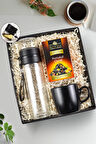 300ml Cam Demlik Matara & Beta Tea Portakal Çiçeği Bitki Çayı & Siyah Kupa Hediye Seti