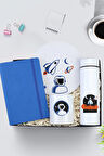 500 ML Tasarım Beyaz Termos & Mousepad & Defter & Kalemlik Hediye Seti