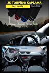 Opel Corsa 2013 - 2019 3d Torpido Koruma Kılıfı - Ön Göğüs Kaplama - Gri Şerit