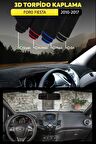 Ford Fıesta (2010-2017) 3d Torpido Kılıfı Panel Koruyucu Göğüs Kaplama - Siyah Şerit