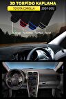 Toyota Corolla (2007-2012) 3d Torpido Kılıfı Panel Koruyucu Göğüs Kaplama - Siyah Şerit