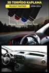 Peugeot Partner (2006-2014) 3d Torpido Koruma Kılıfı - Ön Göğüs Kaplama - Kırmızı Şerit