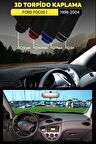 Ford Focus 1 (1998-2004) 3d Torpido Kılıfı Panel Koruyucu Göğüs Kaplama - Siyah Şerit