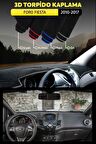Ford Fıesta (2010-2017) 3d Torpido Kılıfı Panel Koruyucu Göğüs Kaplama - Gri Şerit